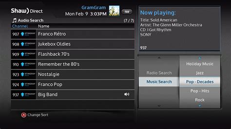 shaw stingray music channels list.